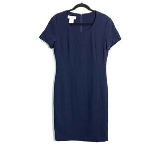 Tomasz Starzewski 8 100% Wool Navy Sheath Dress